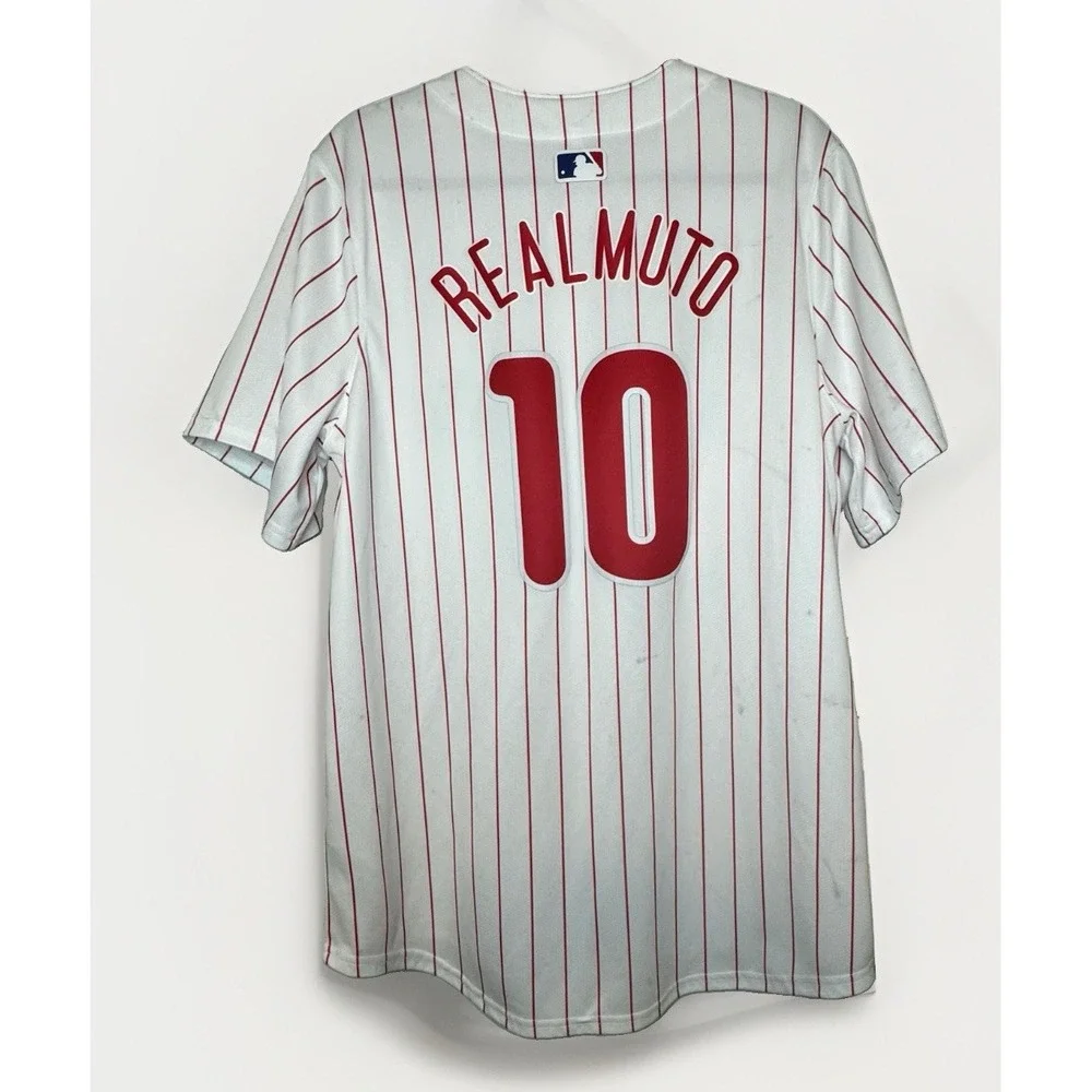 JT Realmuto White Phillies Men's Stitched Jersey Large -Issues